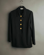 -SPECIAL- “Yves Saint Laurent” 90’s crochet collar pearl button knit pullover