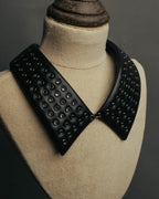 –SPECIAL– "Christian Dior" Late 2000s-2020s Eyelet leather choker necklace