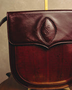 "Yves Saint Laurent" 80's-90's Burgundy embossed leather shoulder bag