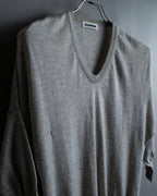 "JIL SANDER" Solid texture V neck mixed knit