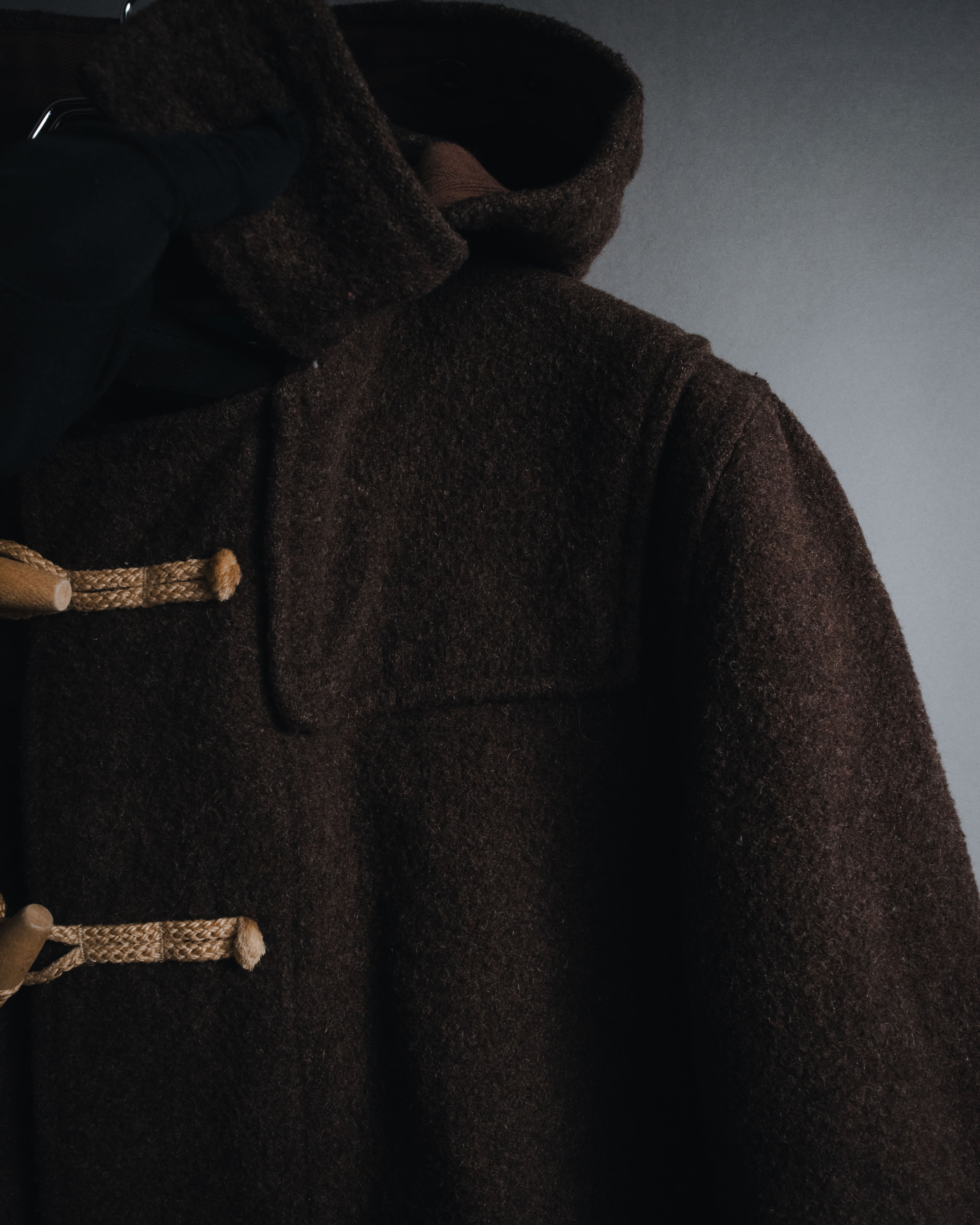 "COMME des GARCONS HOMME"
13AW Wool duffle coat with hood and toggle closures