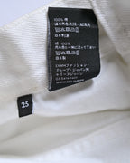CELINE/ Triomphe Waist Designed Denim Shorts White