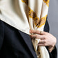 "CHANEL" 100% silk chain pattern large scarf