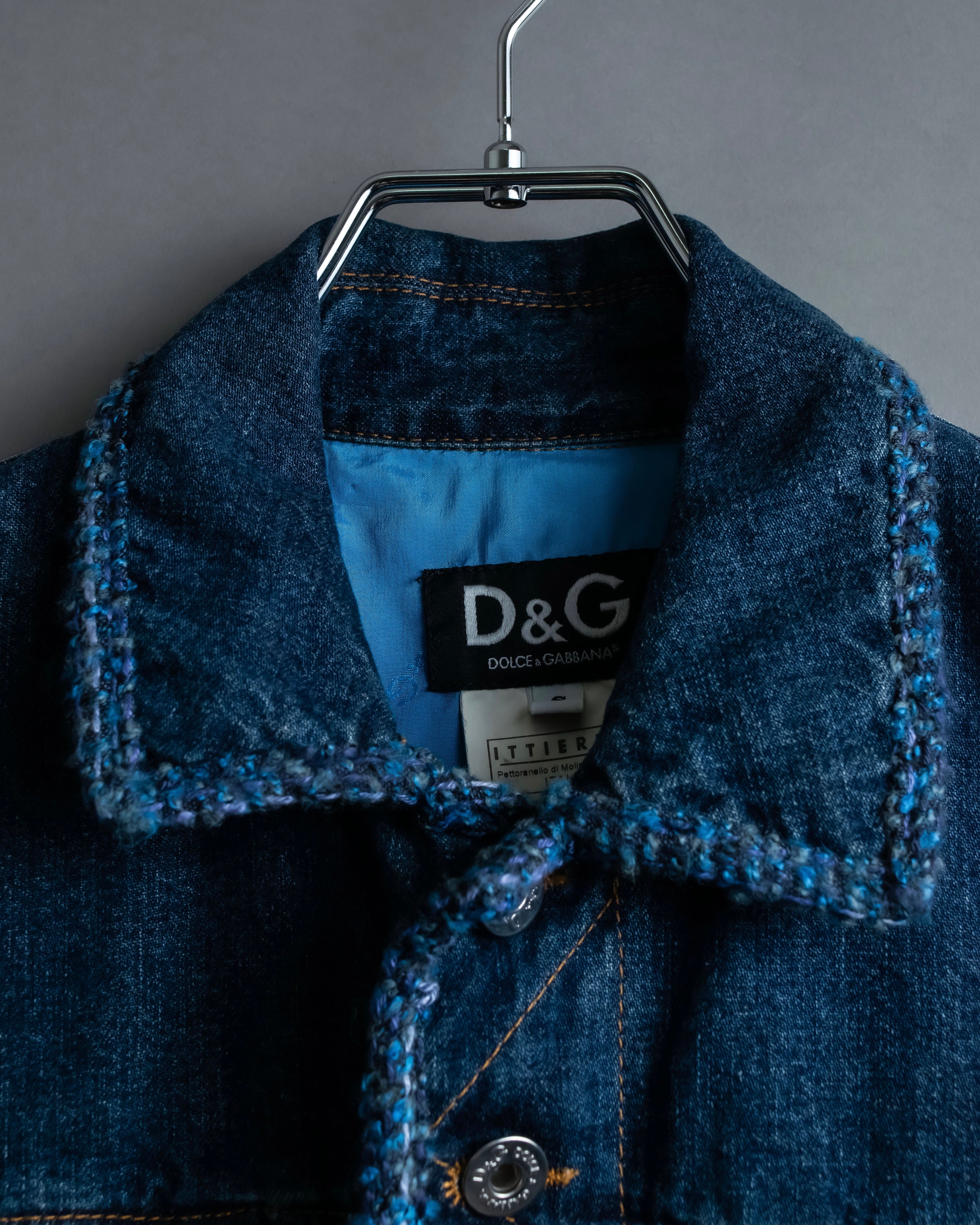 “D&amp;G” Tweed attached bijou button denim jacket