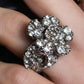 "CHANEL" Cocomark engraved rhinestone design camellia ring