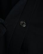 –SPECIAL– "HERMES" 00’s Leather-trimmed viscose evening shirt