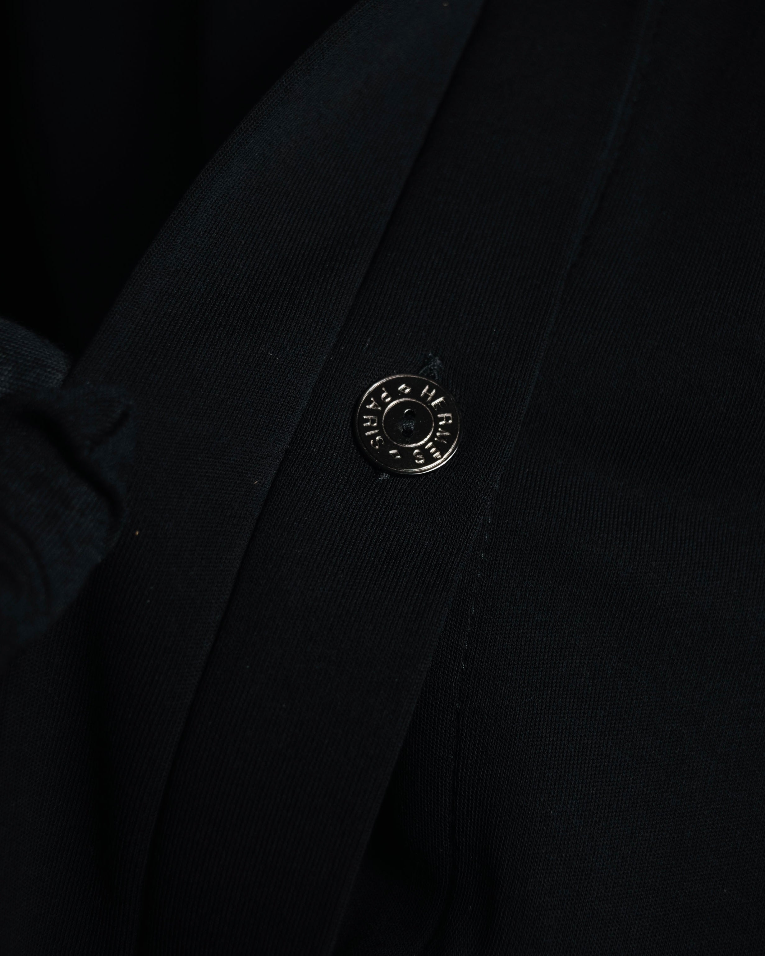 –SPECIAL– "HERMES" 00’s Leather-trimmed viscose evening shirt