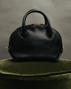 –SPECIAL– “Salvatore Ferragamo“ 00’s-10’s Black leather dome handbag