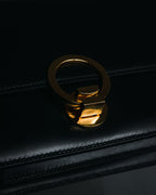 –SPECIAL– "HERMES" 90’s Box calf ring-lock accordion shoulder bag