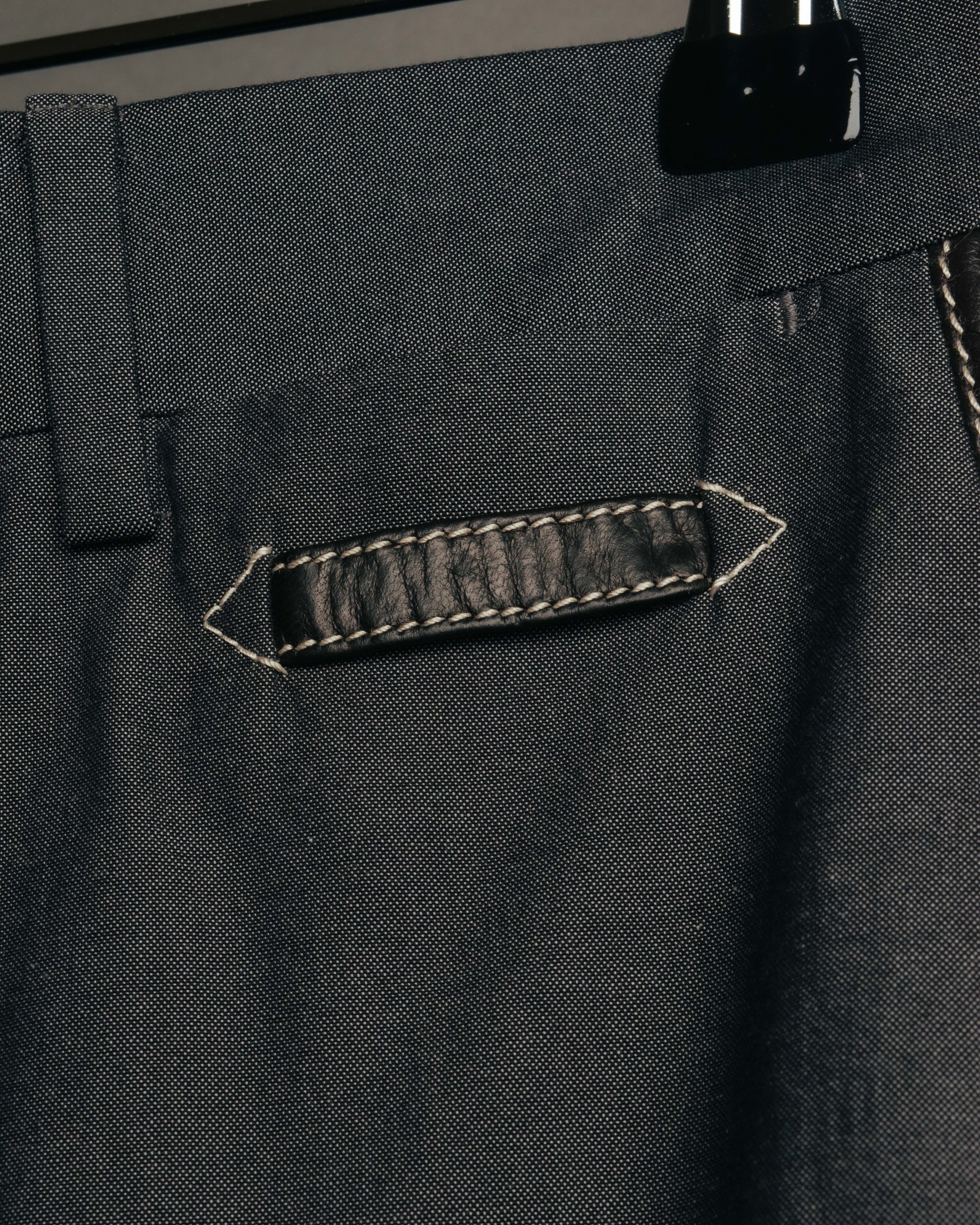-SPECIAL- “HERMÈS” 1998-00’s Leather trimmed tailored trousers