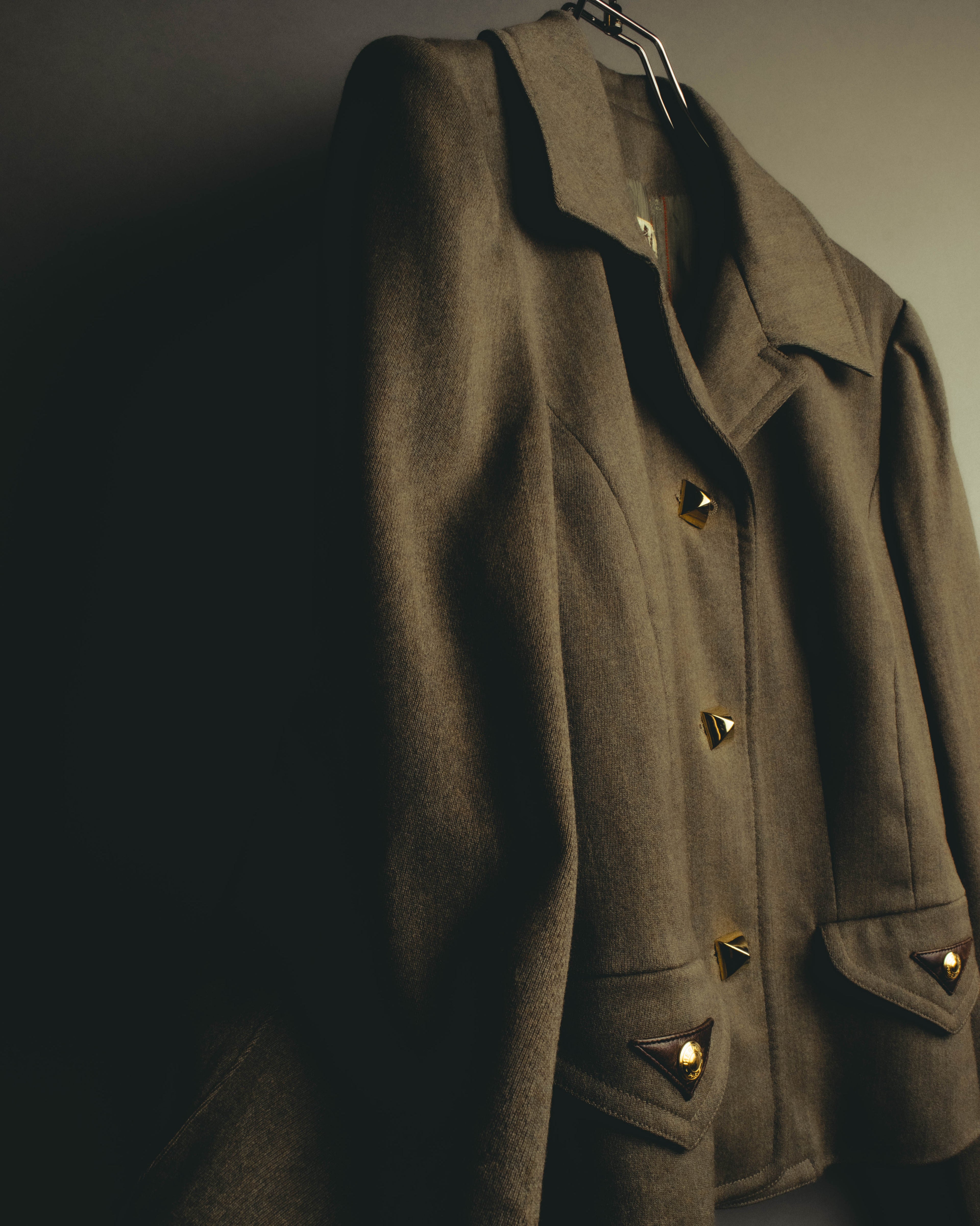 –SPECIAL– "Hermès" 70's-80's Equestrian wool tailored jacket