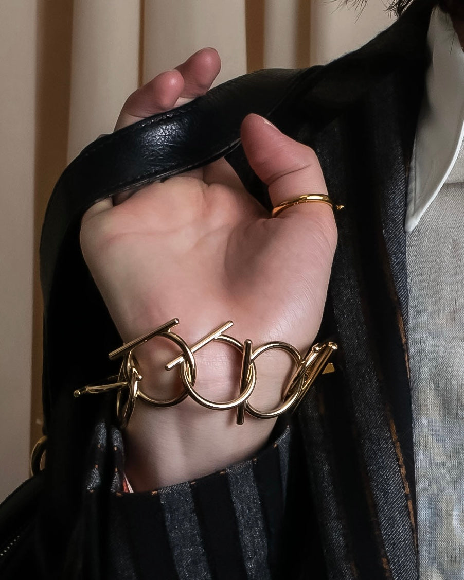 "Salvatore Ferragamo" Gancini motif layered gold bracelet