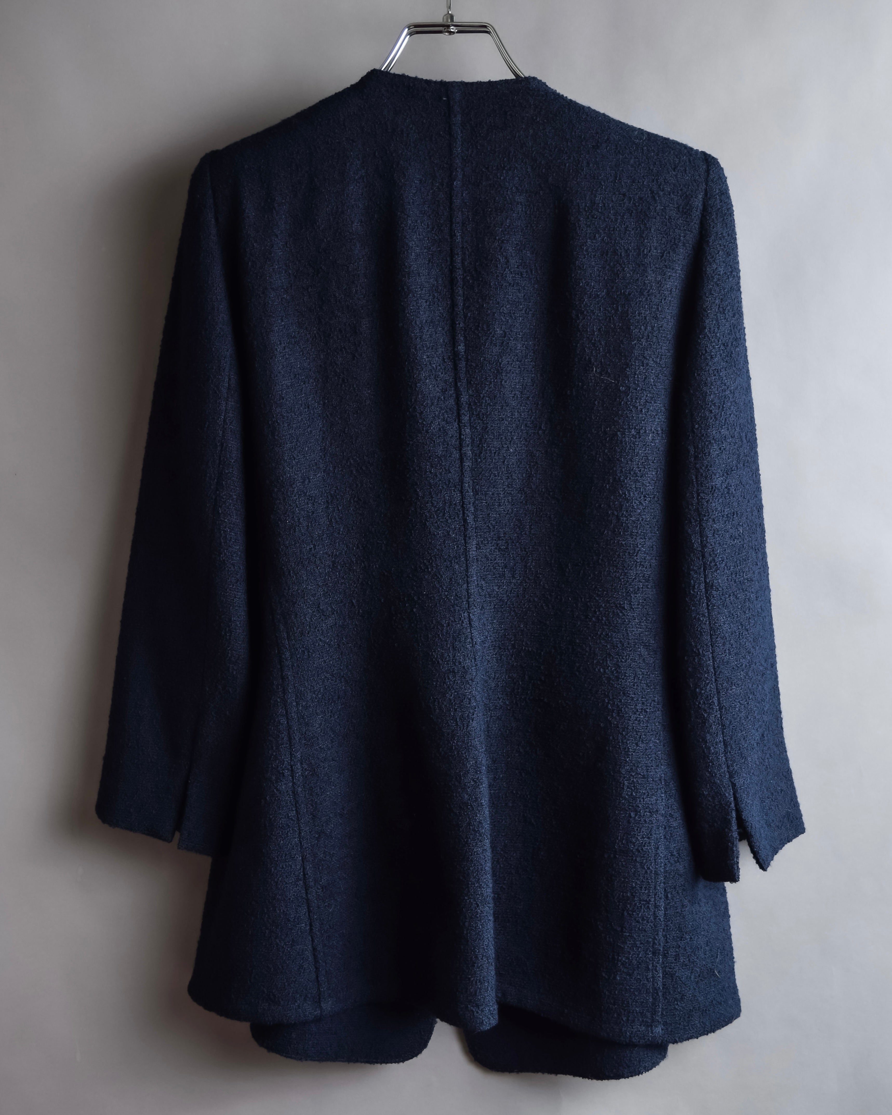 "VALENTINO" Wool boucle concealed front tailored jacket