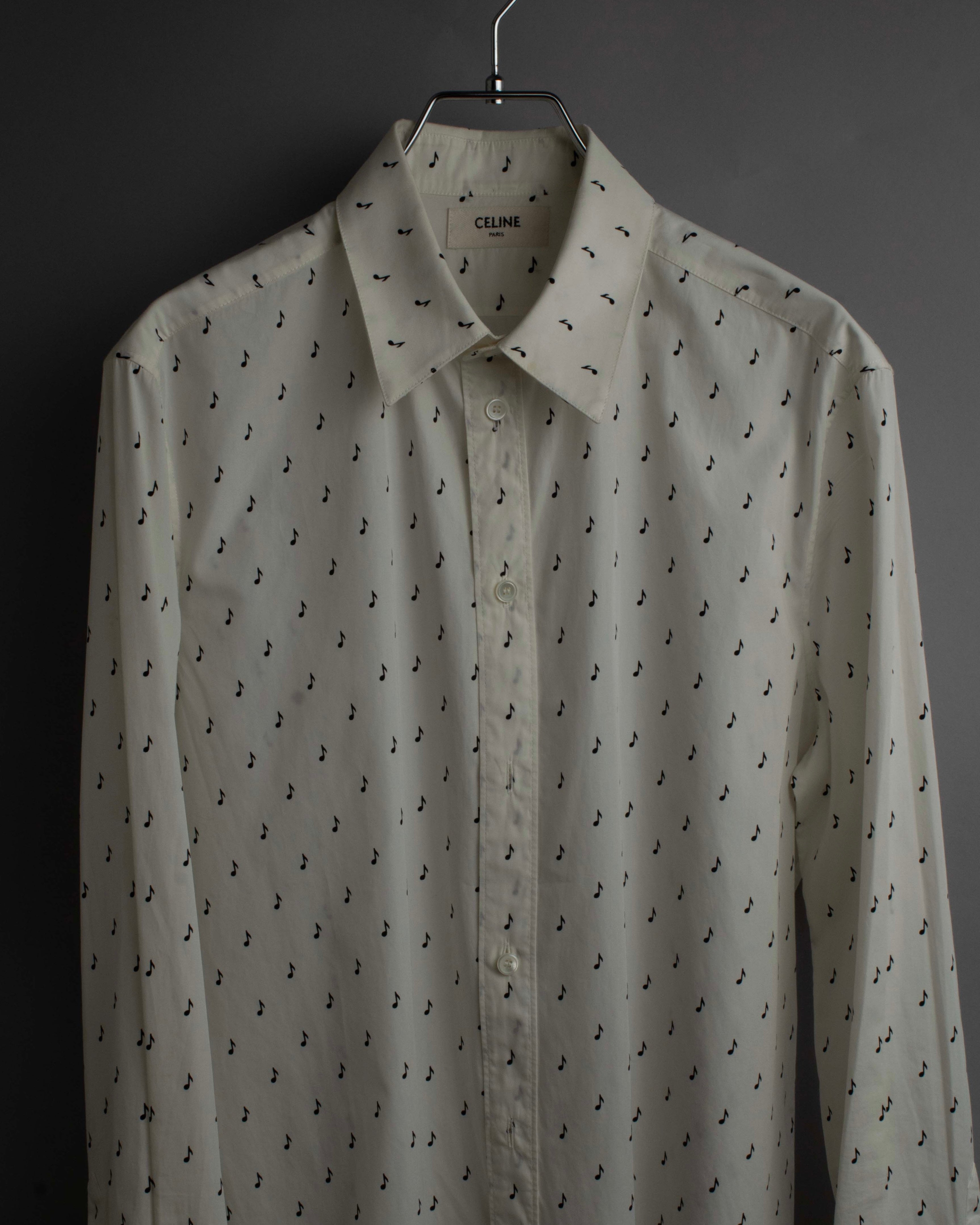 "CELINE" Musical note motif cotton shirt