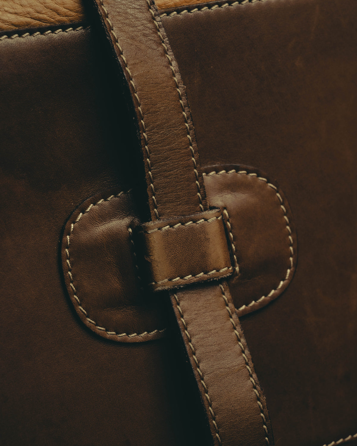 -SPECIAL- “LOEWE” 90’s Anagram embossed wide-opening leather boston bag