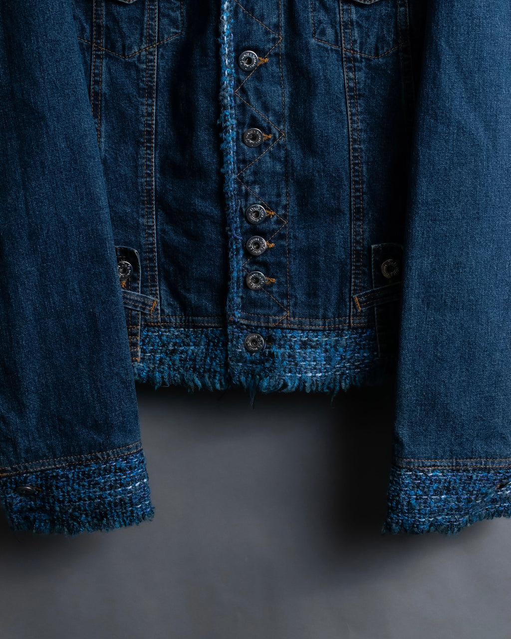 “D&amp;G” Tweed attached bijou button denim jacket