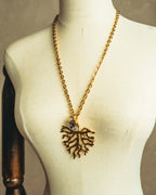 -SPECIAL- "Yves Saint Laurent" 90's-00's Sculptural coral motif crystal pendant necklace