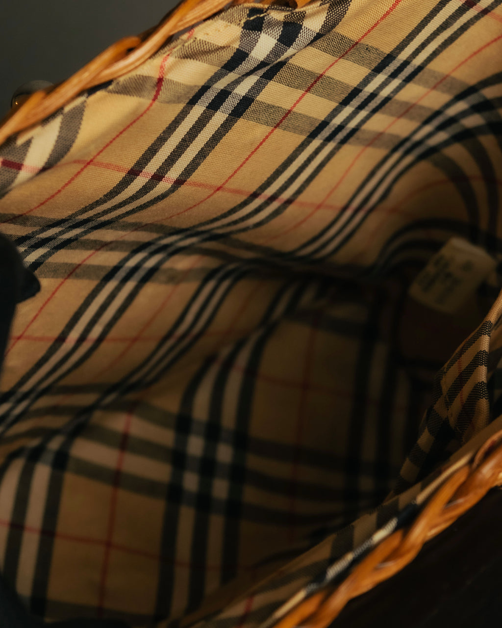 “BURBERRY BLUE LABEL” 00’s Rattan check lining basket bag