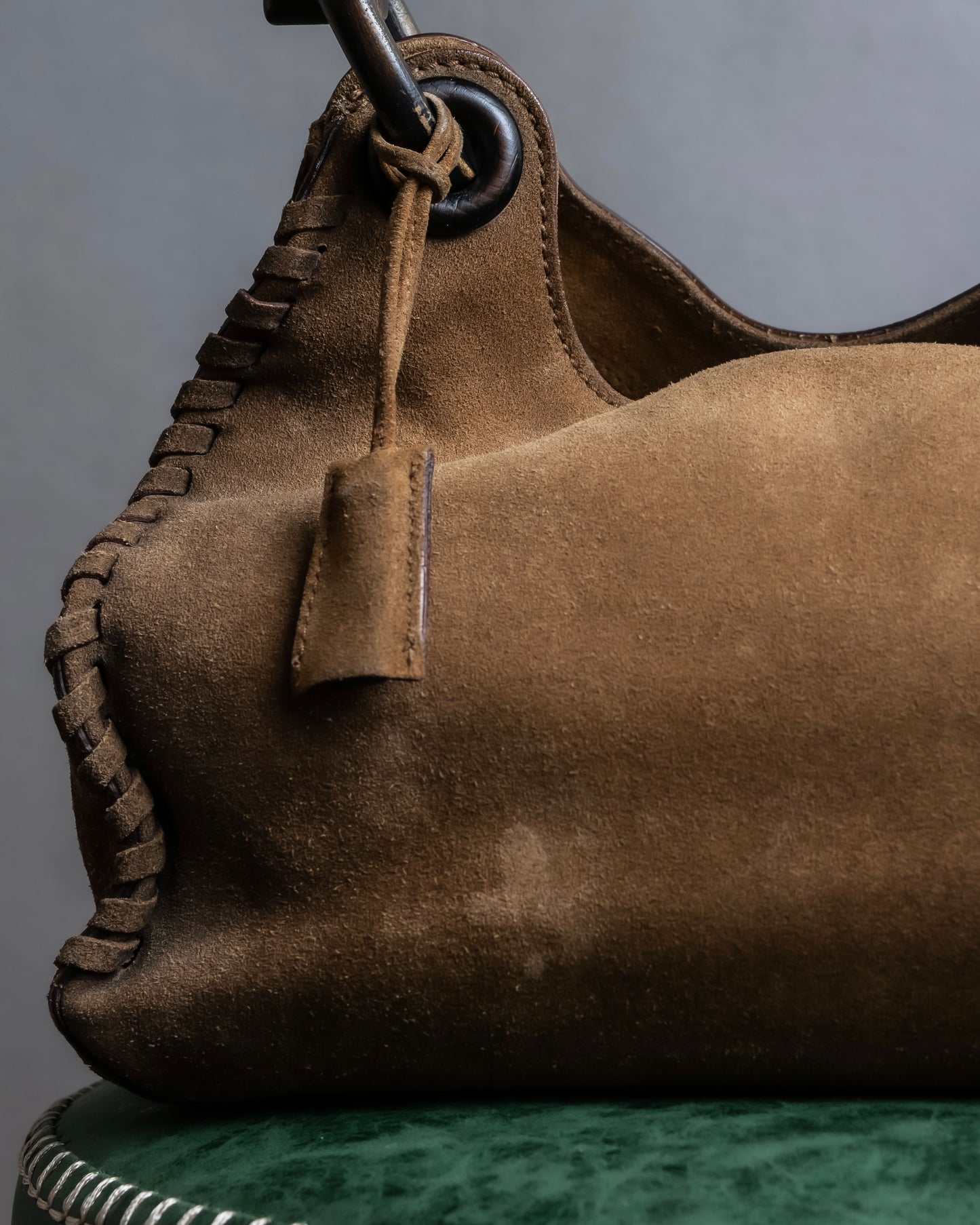 "GUCCI" Suede wood handle hobo bag