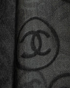 "CHANEL" Logo engraved design cashmere super large stole