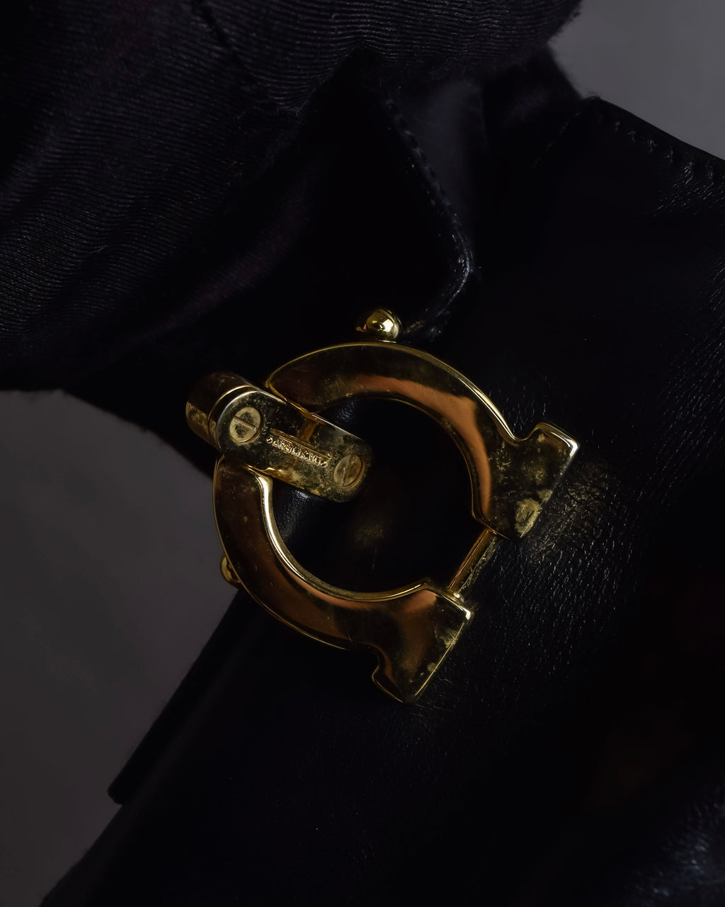 "Salvatore Ferragamo" Architectural trapezoid shape gancini leather shoulder bag