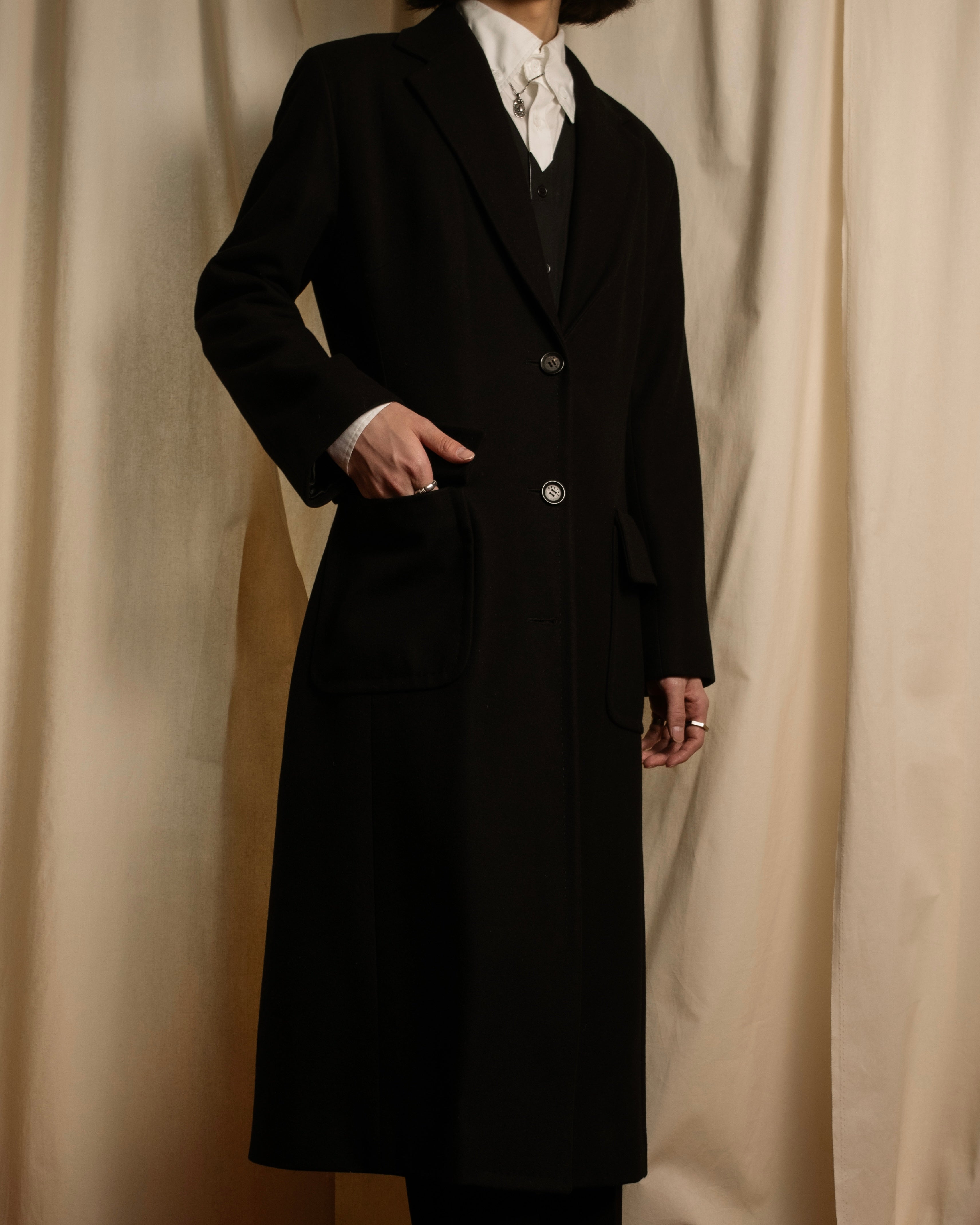 -SPECIAL- "CELINE" 1997-04's Michael Kors period minimal detail long chester coat