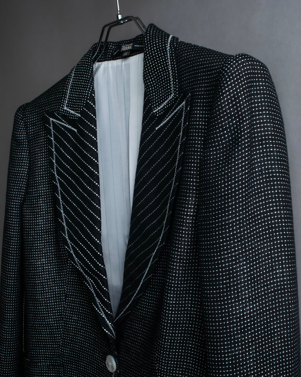 "GIANFRANCO FERRE" Striped＆dotted peak lapel tailored jacket