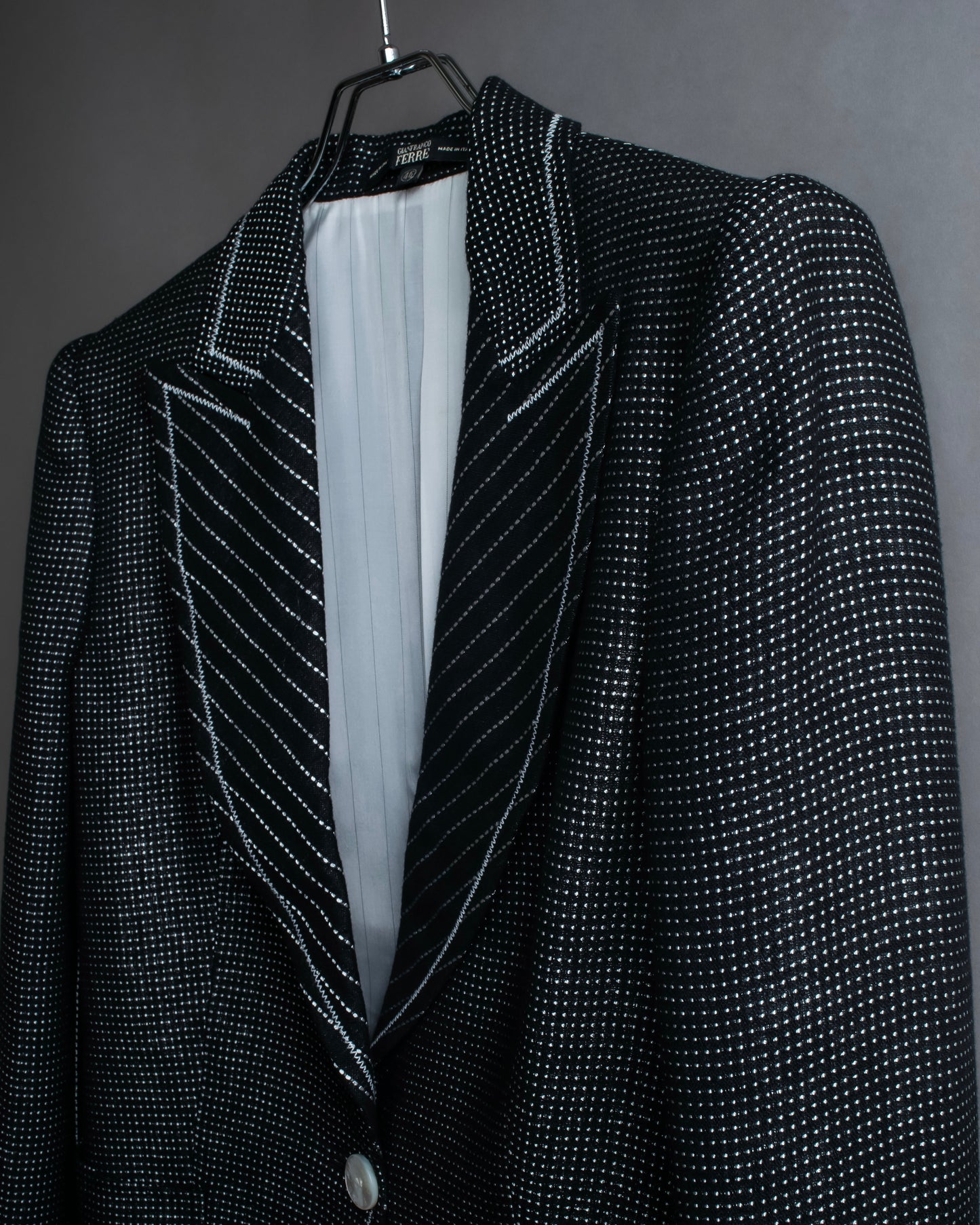 "GIANFRANCO FERRE" Striped＆dotted peak lapel tailored jacket