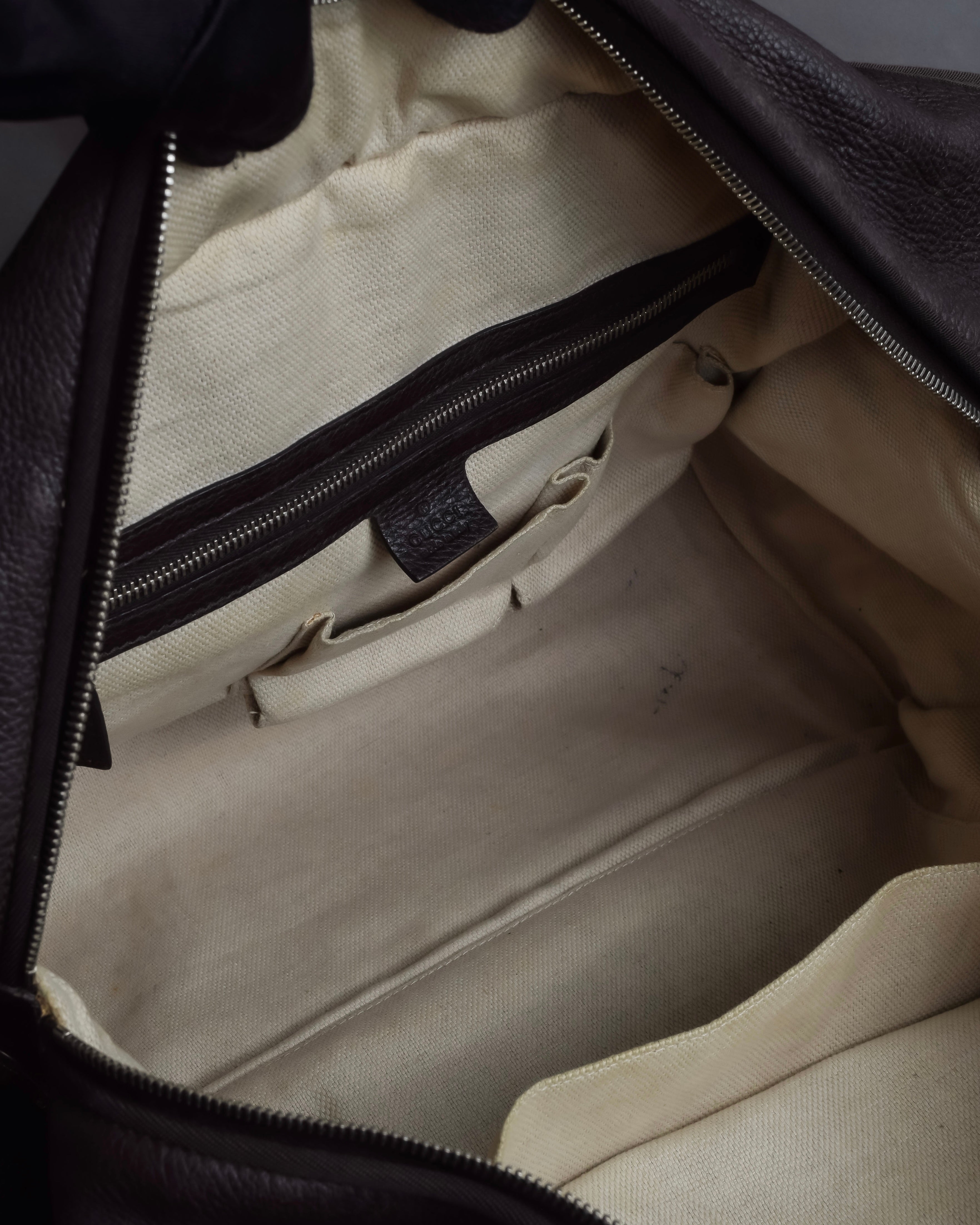 "GUCCI" GG pattern canvas leather combination boston bag