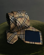 "BURBERRY LONDON" 00's Beige checked silk necktie