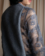"VALENTINO" Floral lace cable knit docking design pullover