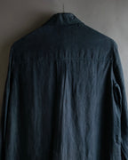 "HERMES" 90's Military detail linen long shirt dress