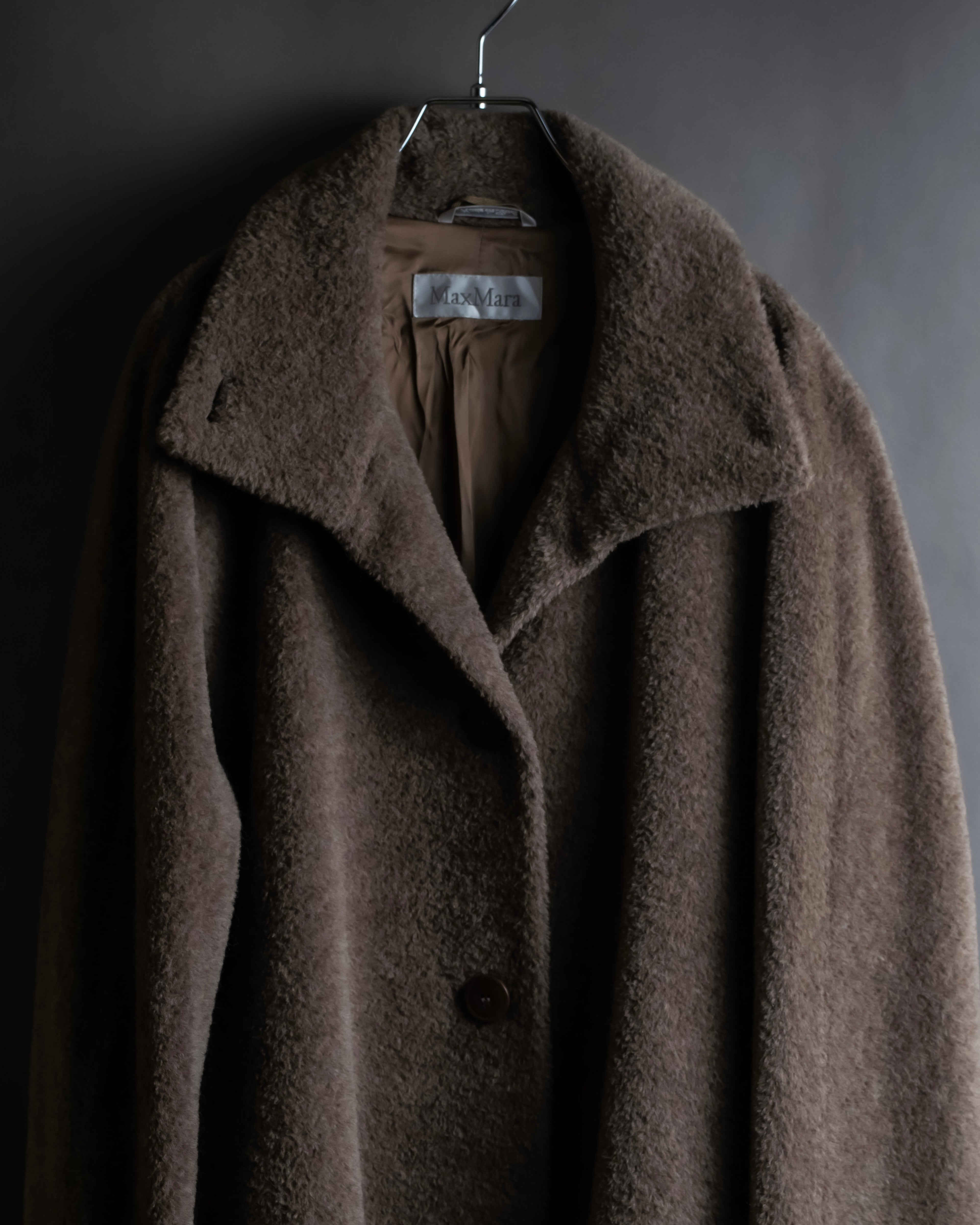 "Max Mara" Alpaca mix brown stand collar long coat