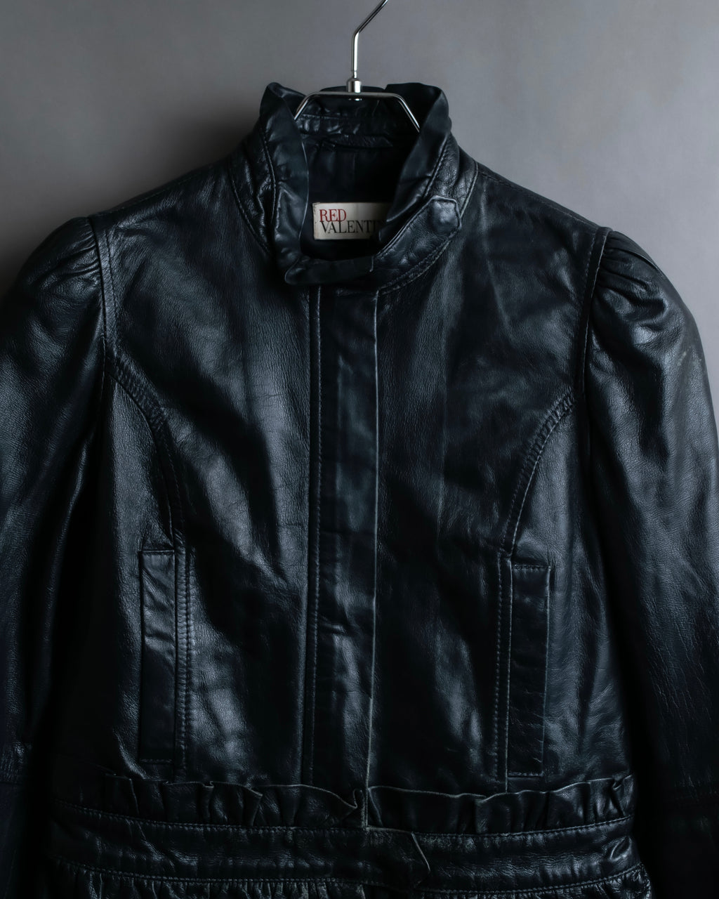 "RED VALENTINO" Gather design lamb leather jacket