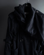 "TORUICHOU" Muffler-style collar military detail coat