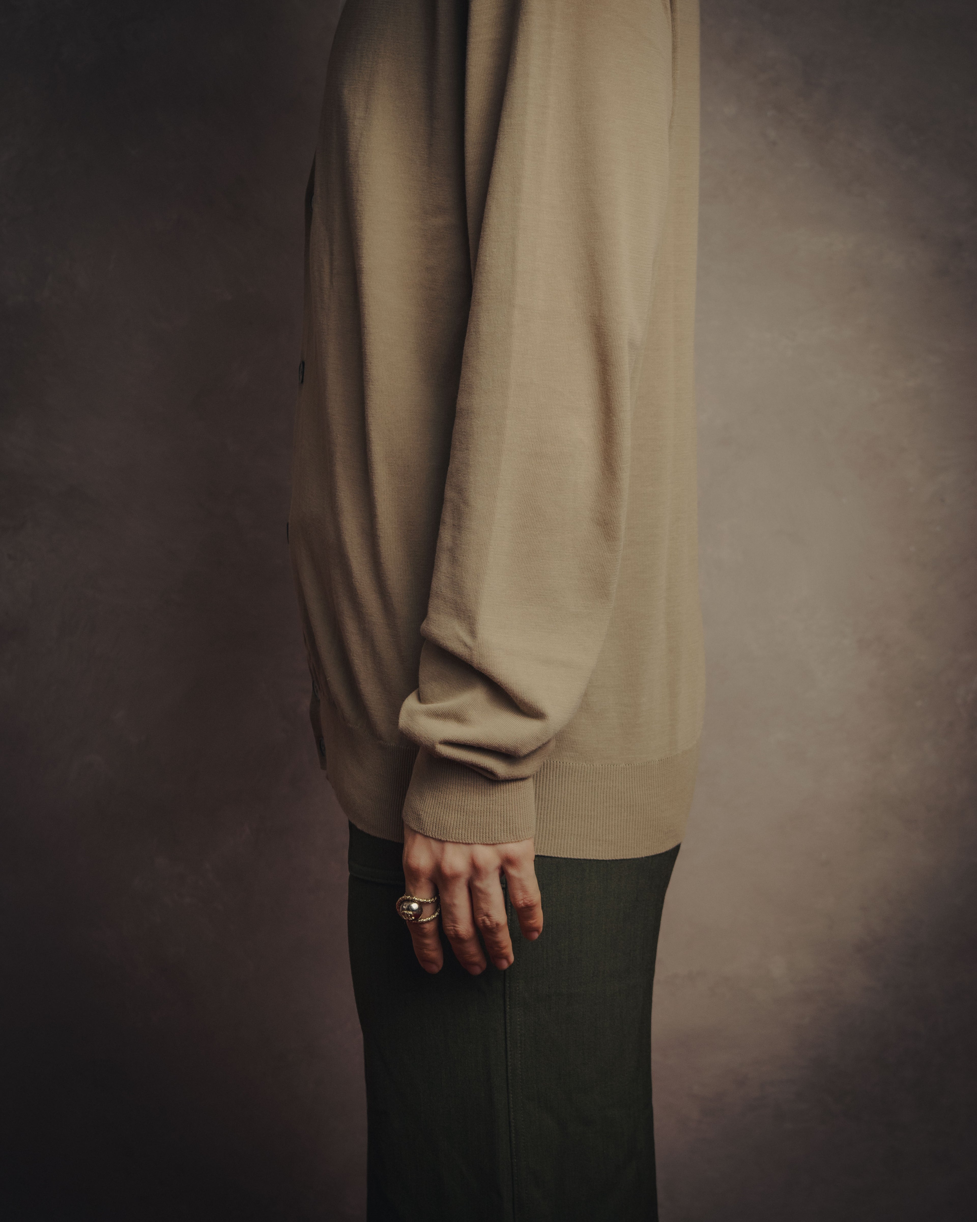 -SPECIAL- “HERMÈS” 90’s-00’s Trompe l’oeil cotton knit cardigan