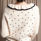 "Christian Dior" Star print frill detail cable knit tunic pullover