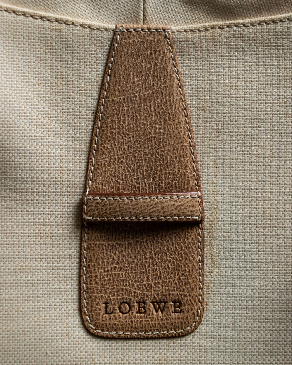 “LOEWE” Leather belted design bicolor handbag