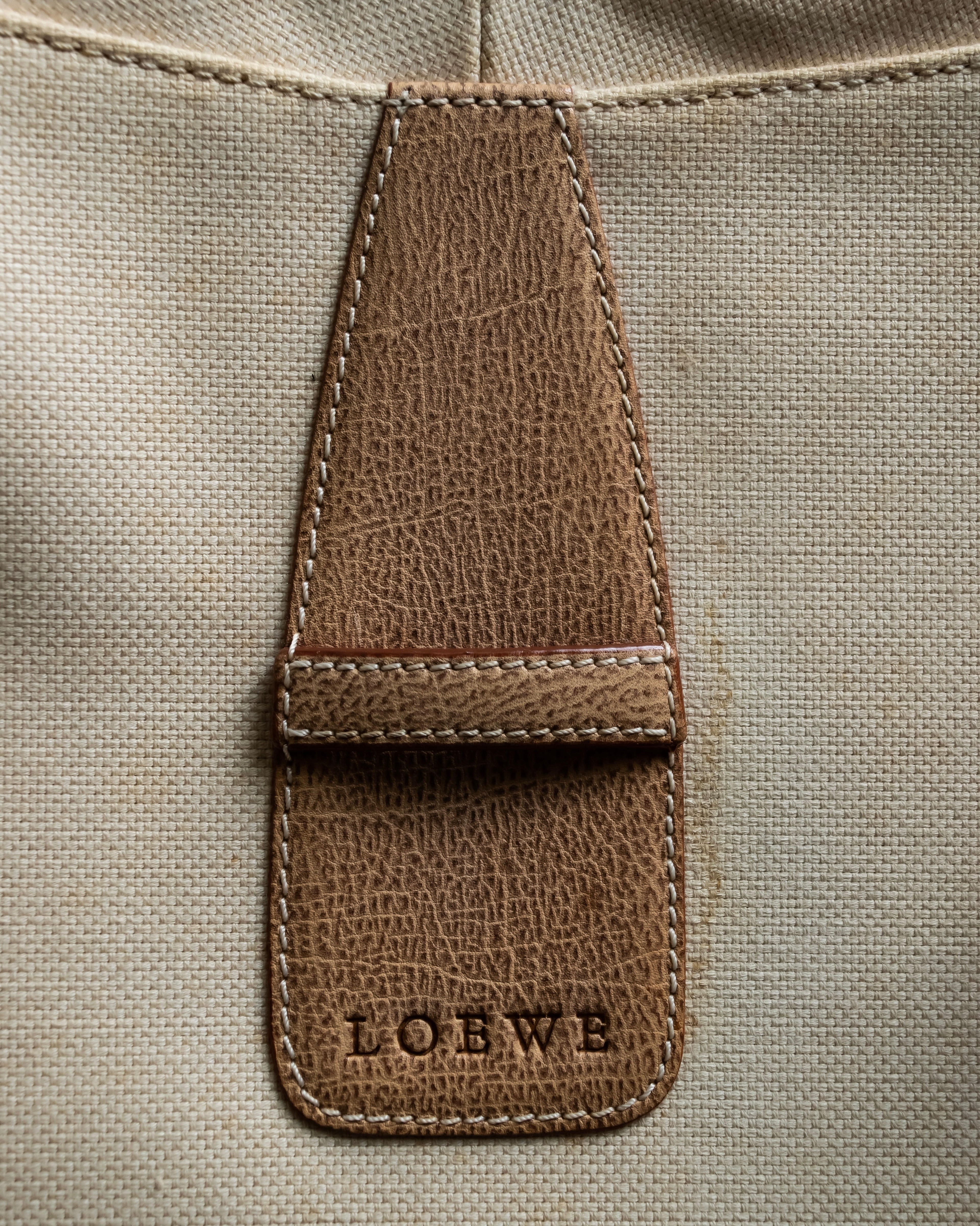 “LOEWE” Leather belted design bicolor handbag
