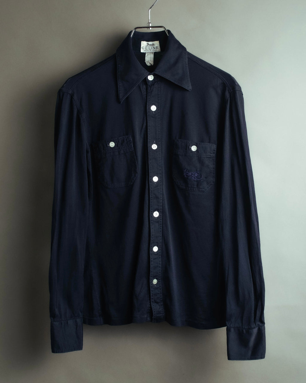 "CÉLINE" 70's-80's Sulky logo embroidered long sleeve shirt
