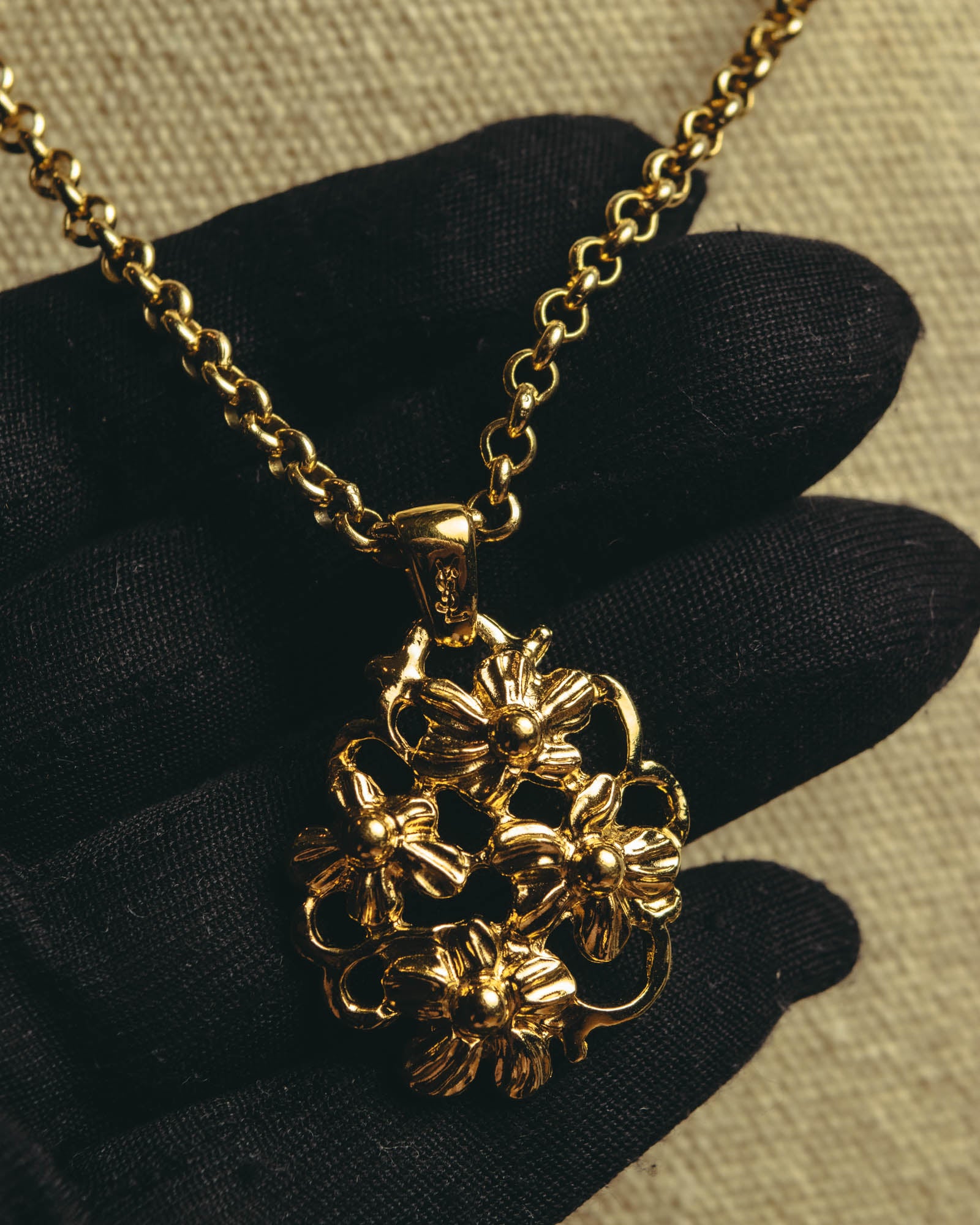 "Yves Saint Laurent" 80's-90's Sculptural floral pendant necklace