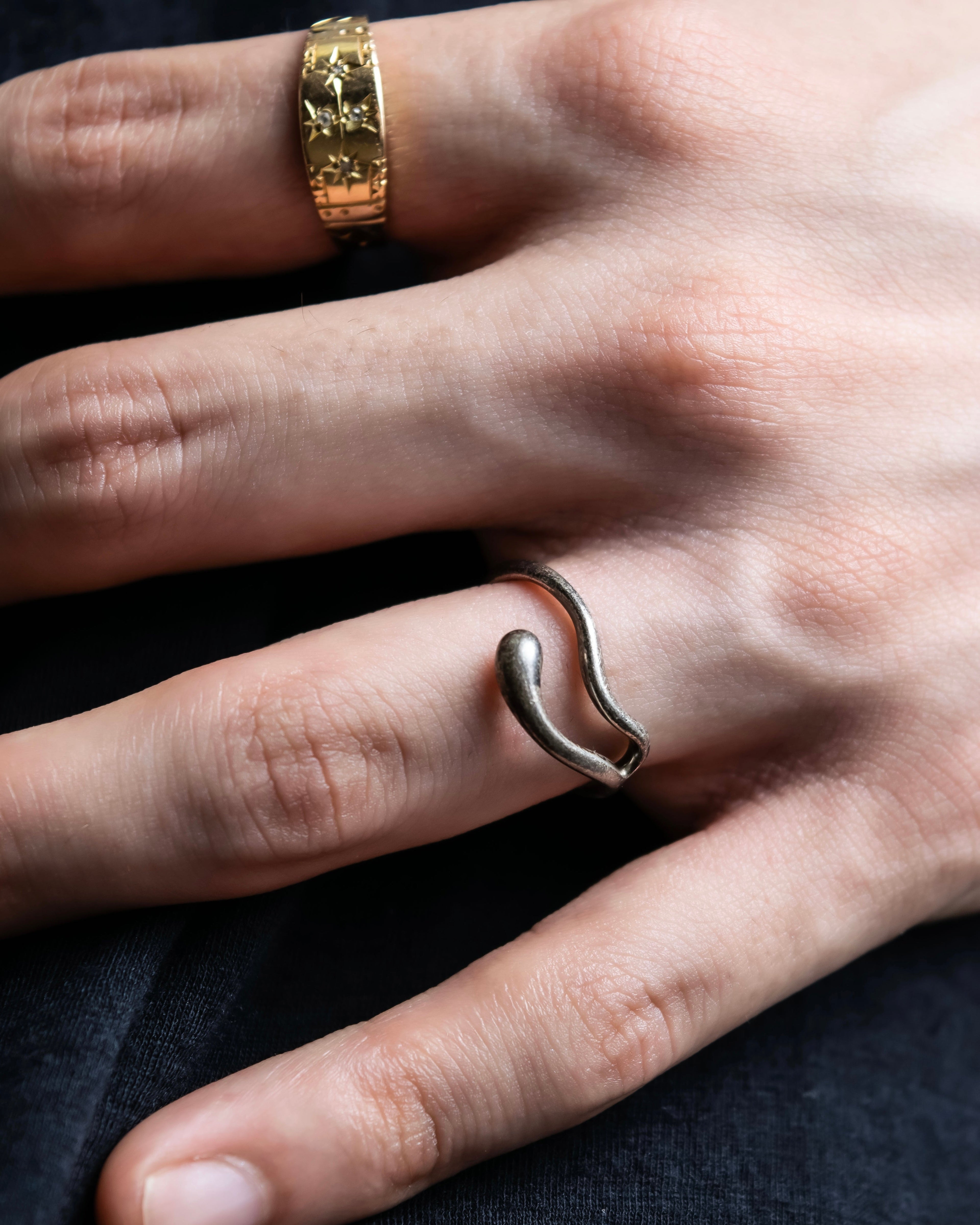 “Tiffany&Co” Open wave silver ring