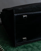 "CELINE" Horizontal form suede one-handle bag