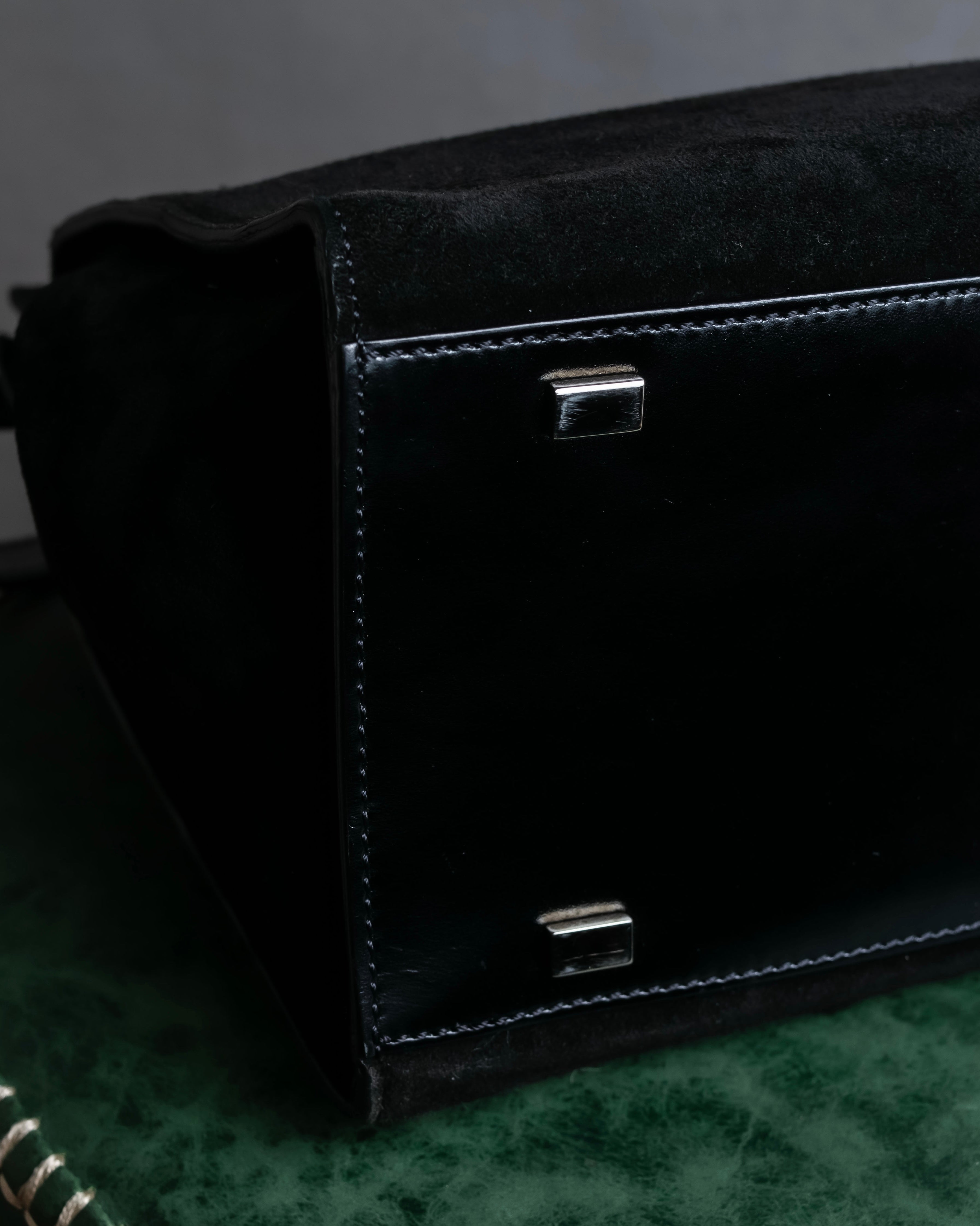 "CELINE" Horizontal form suede one-handle bag