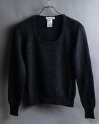 "CELINE" Beautiful U-neck design cashmere knit pullover