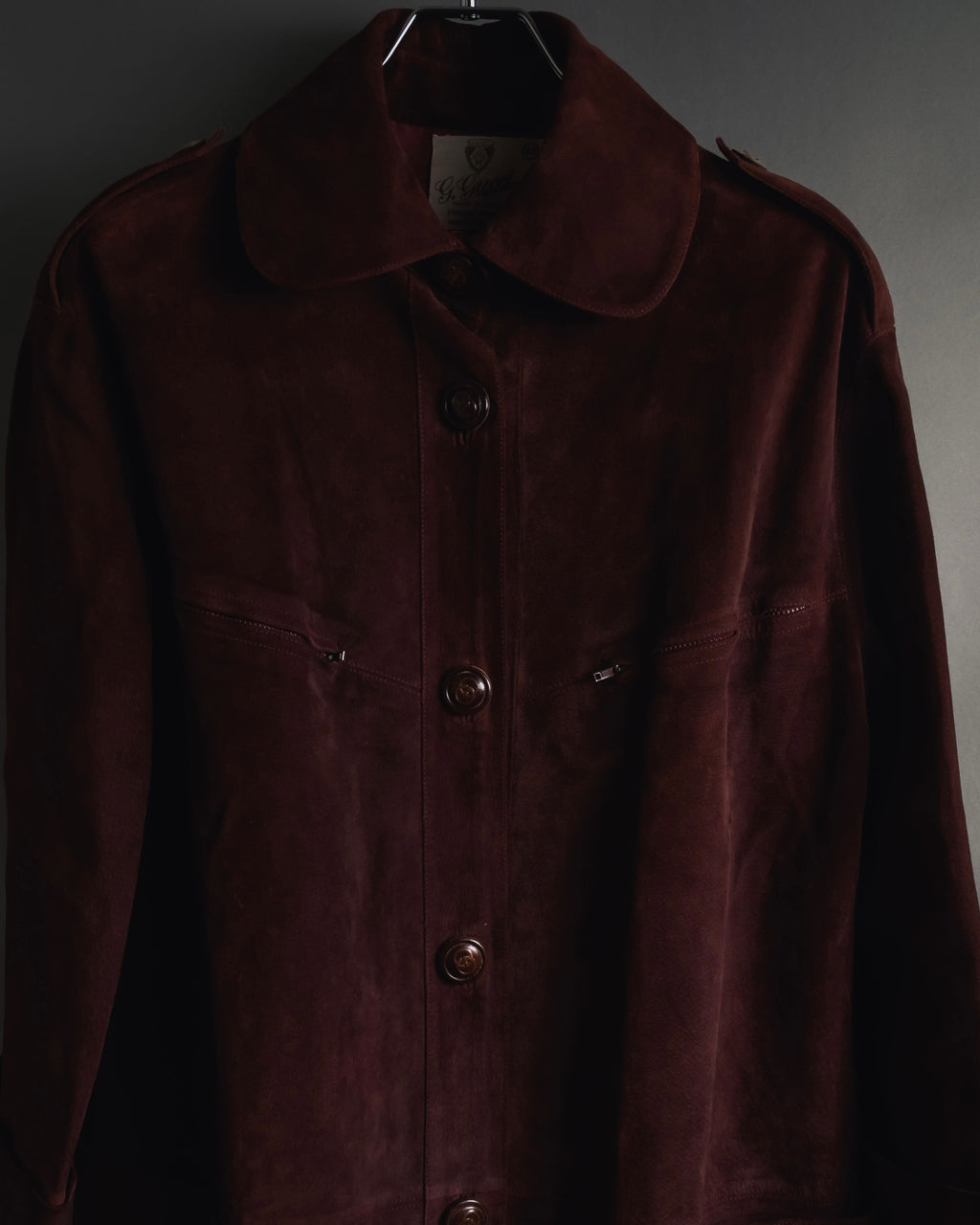 -SPECIAL- "GUCCI" 70’s Suede leather round collar coat