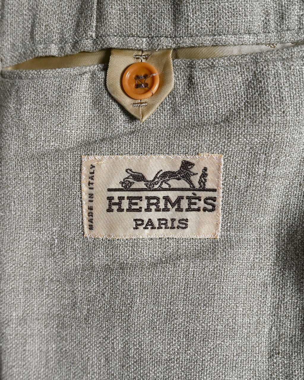 HERMES/ Pure Linen Oversized Single Breasted Tailored Jacket Beige