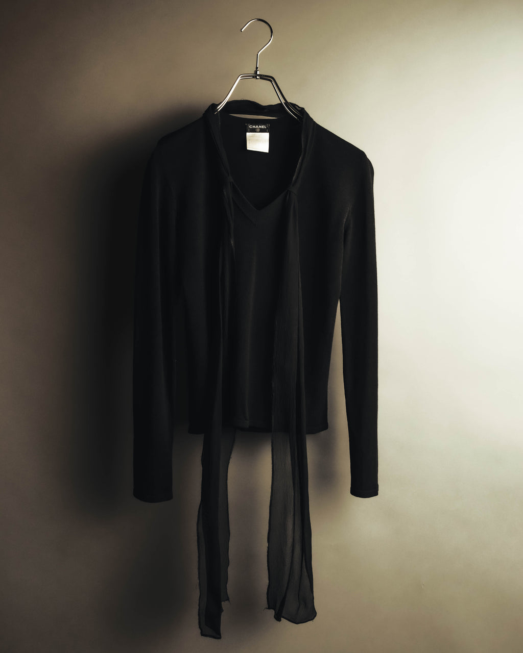 -SPECIAL- "CHANEL" 04AW Sheer bow-tie knit top