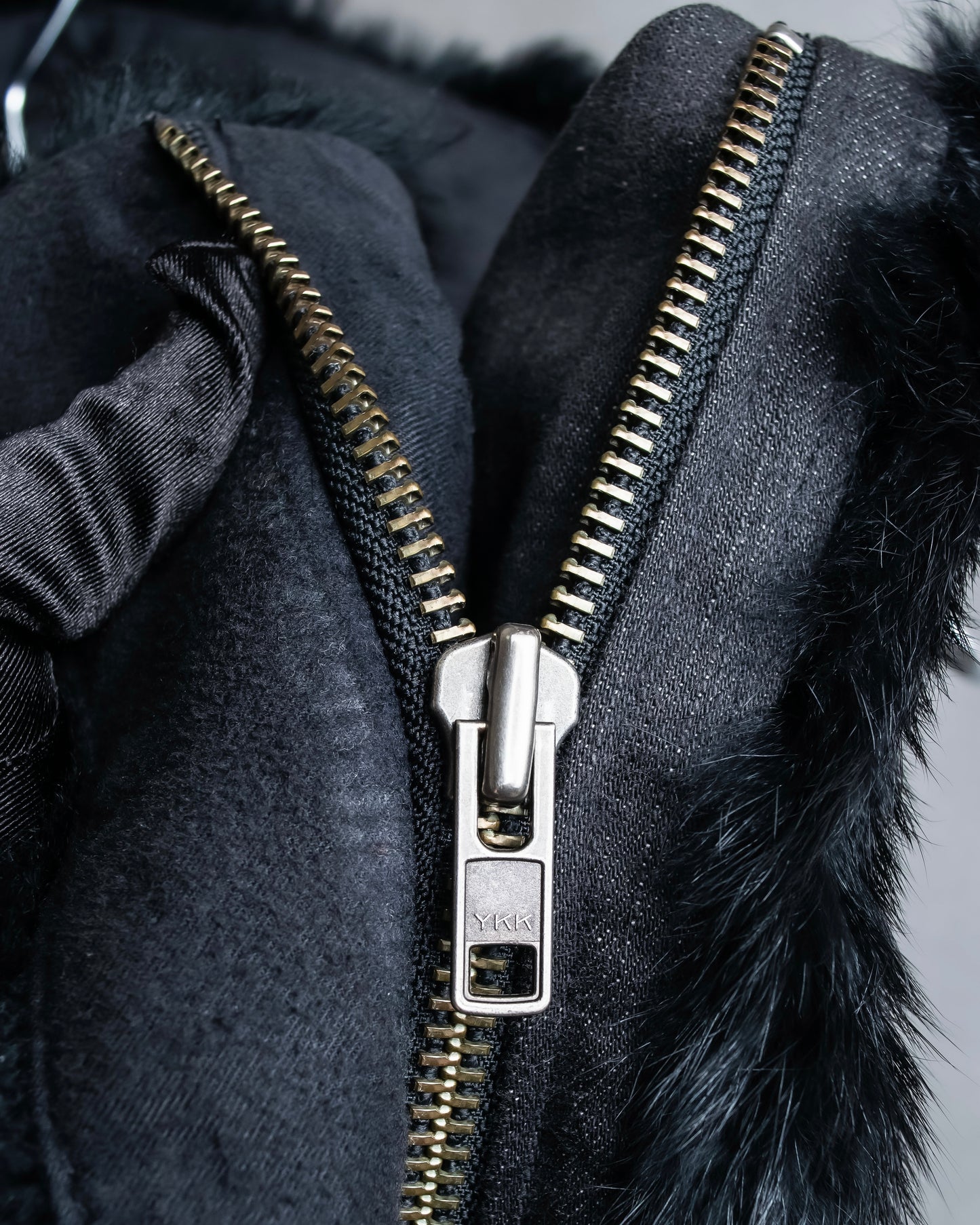 "HELMUT LANG" Fur docking denim switching design zipper best