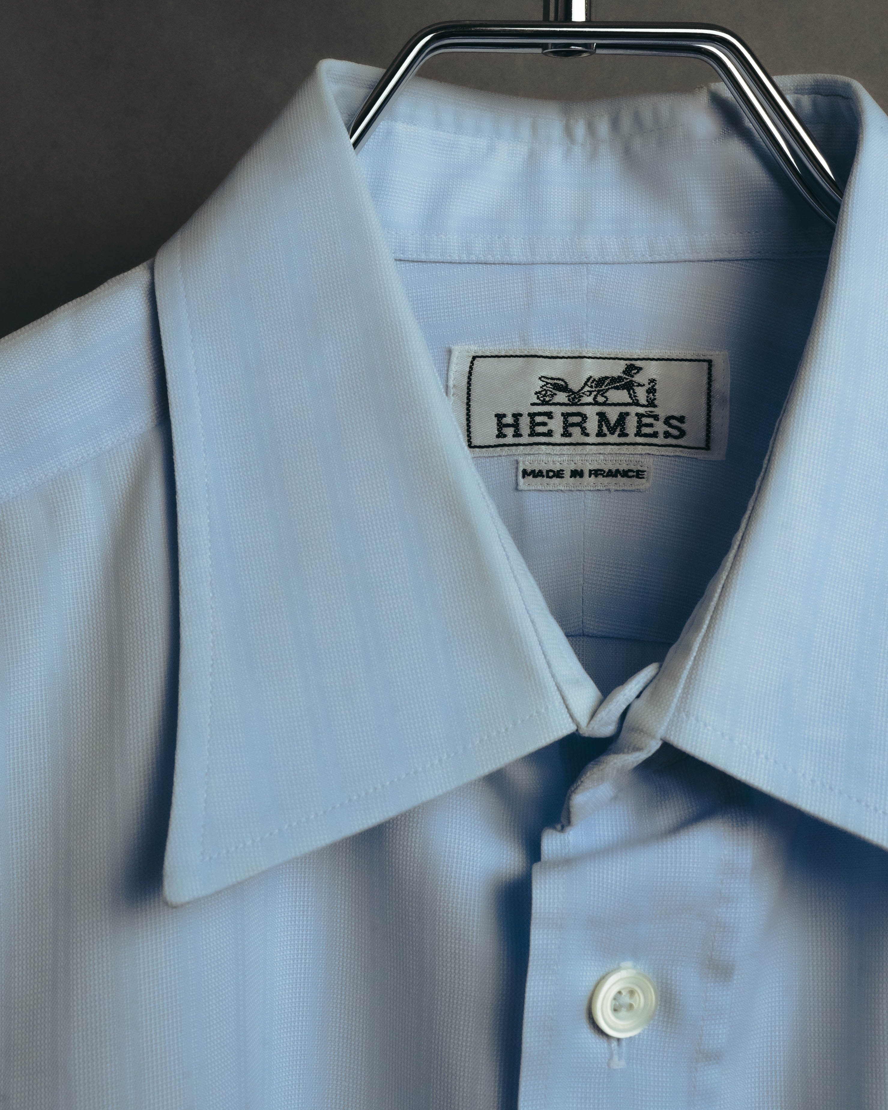 "Hermès" Vintage subtly woven cotton dress shirt